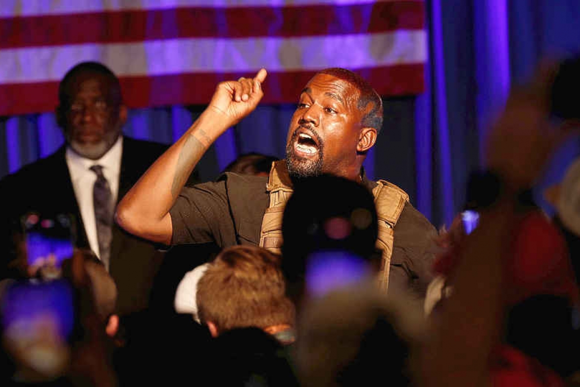 A tearful Kanye West launches campaign with rambling rally